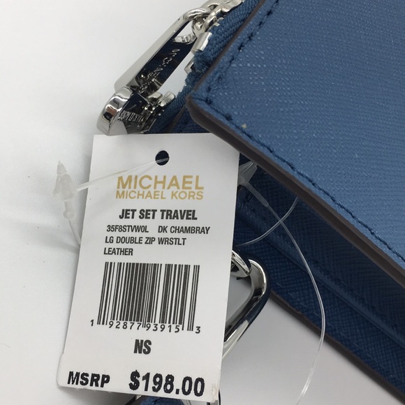 MK Jet Set Travel LG Double Zip Wristlet Leather - Picture 8 of 8